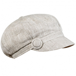 Beige Newsboy Cap with Button
