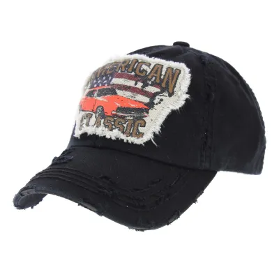 Casquette Strapback Classic America Coton Noir - Kbthos Reference : 333 | Chapellerie Traclet