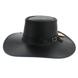 Wide Brim Leather Cavalier Hat Black - Head'nHome