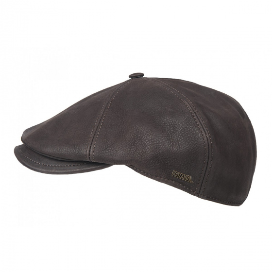 Hatteras Minco Brown Leather Cap - Hatland
