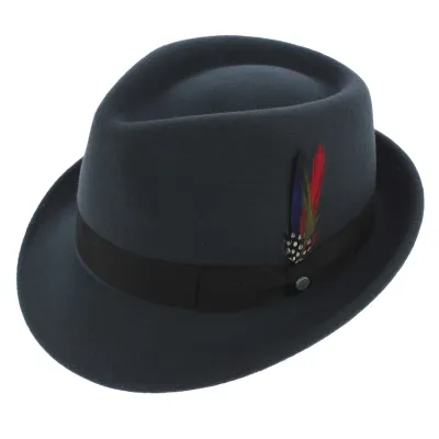 Chapeau Trilby Oyarasa Feutre Laine Bleu / Gris - Stetson Reference : 5675 | Chapellerie Traclet