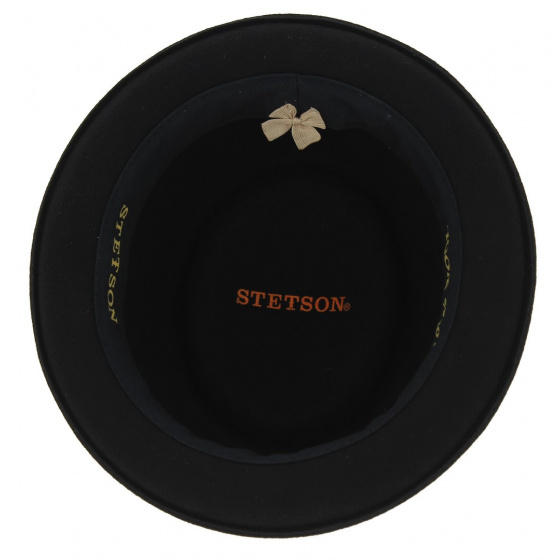 Black Wool Felt PorkPie Pearl Hat - Stetson Black Wool Felt PorkPie Pearl Hat - Stetson