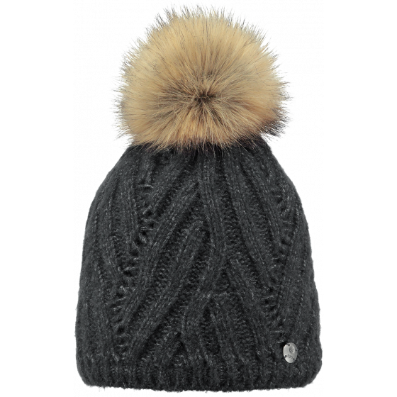 Serenity Grey pompon beanie- Barts