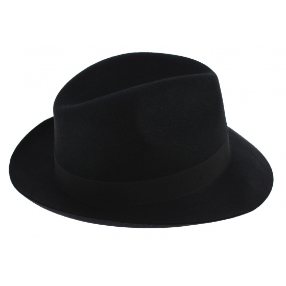 Winston Vanzina Black Fur Felt Fedora Hat Winston Vanzina Black Fur Felt Fedora Hat