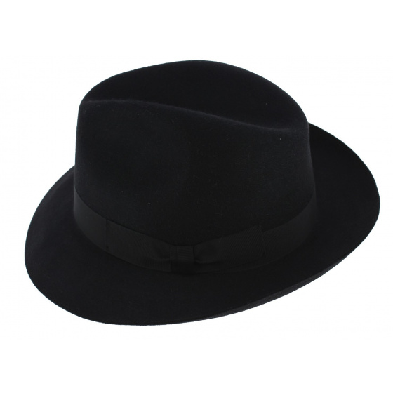 Winston Vanzina Black Fur Felt Fedora Hat Winston Vanzina Black Fur Felt Fedora Hat