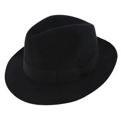 Winston Black Fur Felt Fedora Hat Reference: 7461 | Traclet Hatters