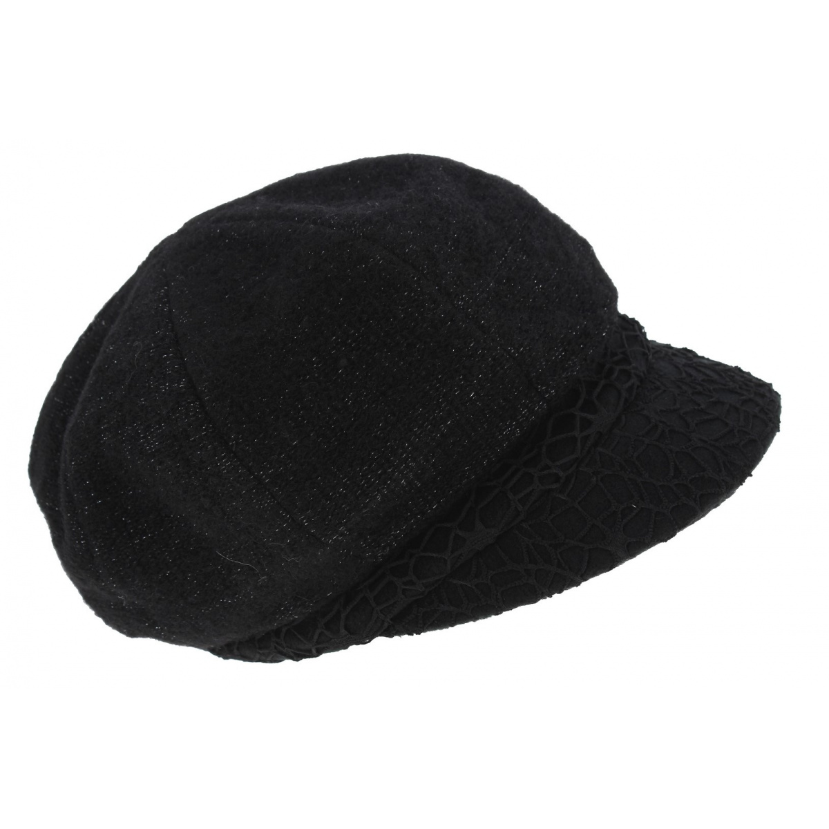 Casquette Plate En Laine Melton Noir Jaxon & James - Doublure Satin, Insigne Amovible, Style Vintage élégant
