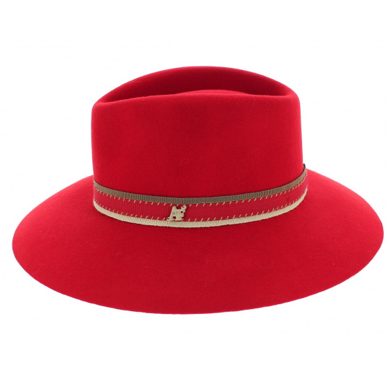 Felt Wide-Brimmed Hat - Red Gemma
