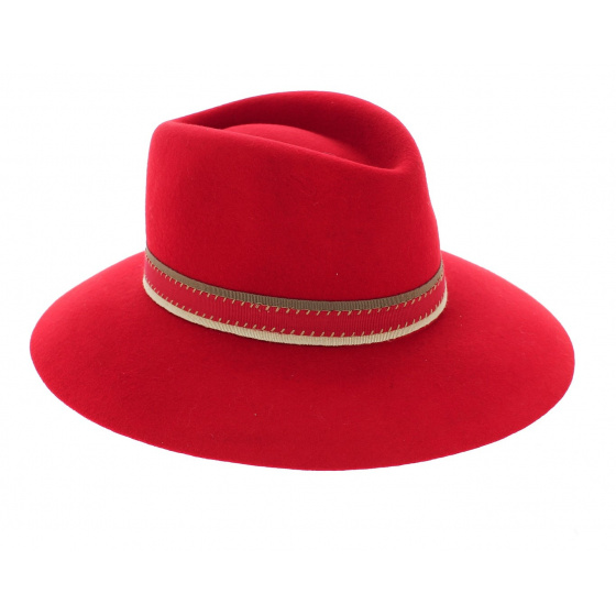 Felt Wide-Brimmed Hat - Red Gemma