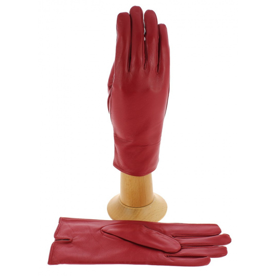 Women's red lambskin leather gloves -TRACLET