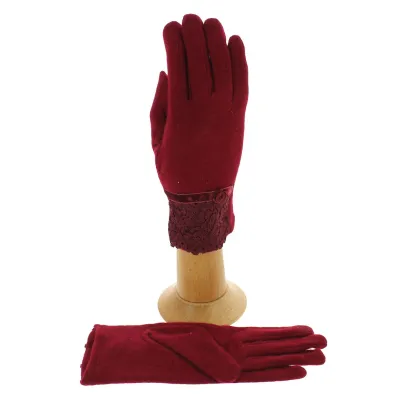 Women's Red Wool Touchscreen Gloves - Traclet Reference: 366 | Traclet Hat Shop