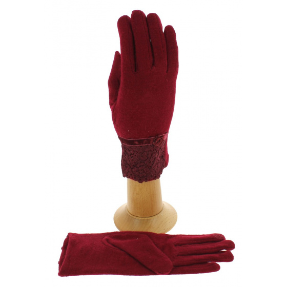 Women's Red Wool Touchscreen Gloves - Traclet
