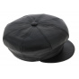 Black Leather Newsboy Cap