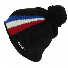 Black Flaggy France Pompom Beanie - Eisbär