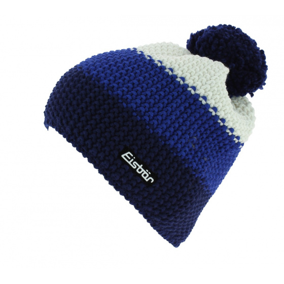 Star Pompom Wool Beanie Blue & White - Eisbär
