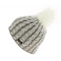 Two-Tone Wool Sabrina Beanie with Pompom - Eisbär