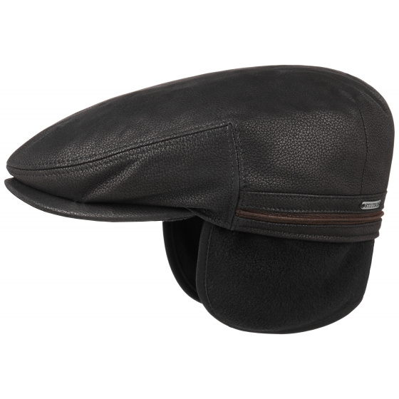 Stetson leather kent cap with ear flaps