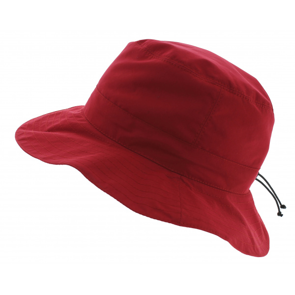 red rain hat