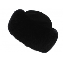 Ivanova Leather & Black Faux Fur Hat - Traclet