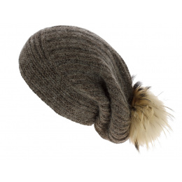 Lachenal Long Brown Wool & Mohair Beanie - Traclet