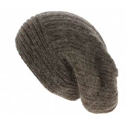 Whistler Long Brown Wool & Mohair Beanie - Traclet