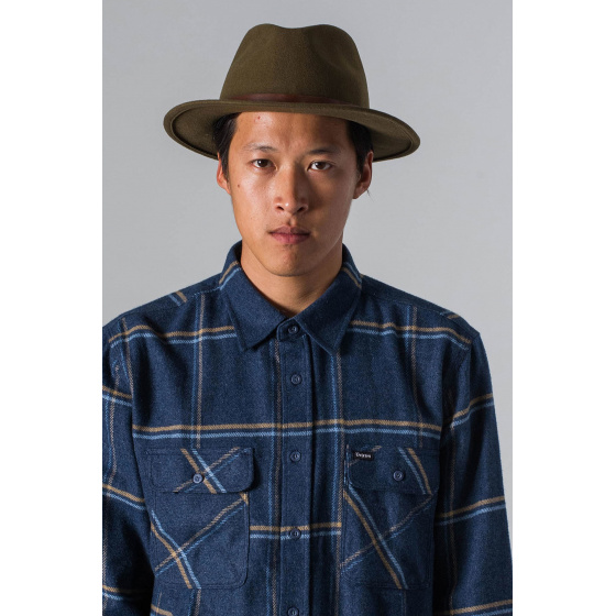 Messer Wool Felt Fedora Hat Olive - Brixton Messer Wool Felt Fedora Hat Olive - Brixton