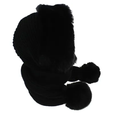 Capuche Masha Acrylique & Fausse Fourrure Noir - Traclet Reference : 7655 | Chapellerie Traclet