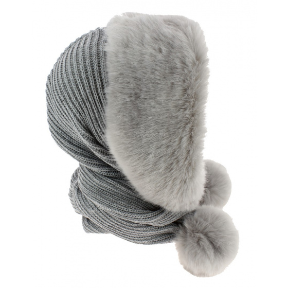 Masha Hood Acrylic & Faux Fur Grey - Traclet