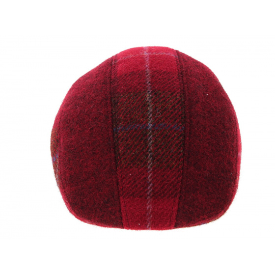 Casquette Plate en Harris Tweed Brighton rouge - Crambes