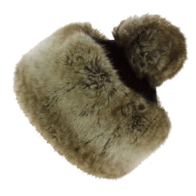 Milena Acrylic & Faux Fur Pom-Pom Beanie Black - Traclet Reference: 2723 | Traclet Hat Shop