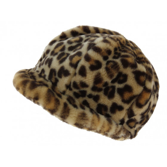 Newsboy Style Cap Liliya Faux Fur Beige - Traclet