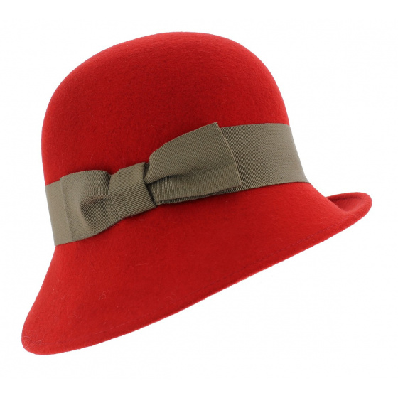 Angiolo Cloche Hat Wool Felt Red - Traclet