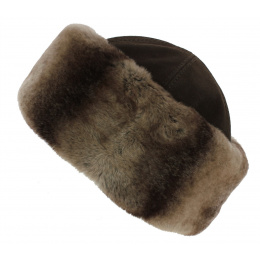 Aksinya Brown Rabbit Fur Beanie with Ear Flaps - Anna Rizzo