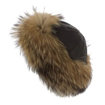 Toque Katinka Cuir & Fourrure Renard Marron - Anna Rizzo Reference : 7201 | Chapellerie Traclet