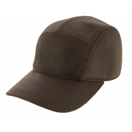 Rupper Baseball Cap Aged Brown Faux Leather - Crambes