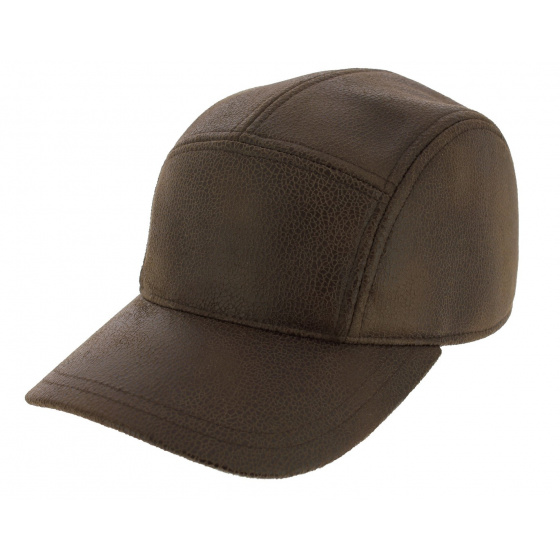 Rupper Baseball Cap Aged Brown Faux Leather - Crambes
