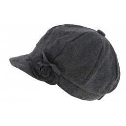 Grey Wool Dahlia Newsboy Cap - Traclet