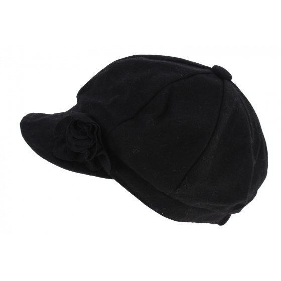 Dahlia Wool Newsboy Cap Black - Traclet