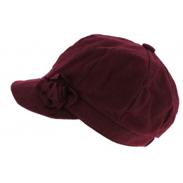 Dahlia Wool Newsboy Cap Burgundy - Traclet