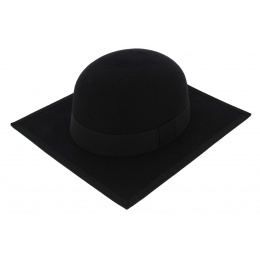 Square Stanford Hat Wool Felt Black - Traclet