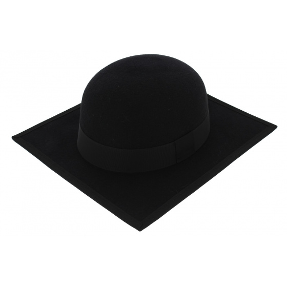 Stanford Square Wool Felt Hat Black - Traclet