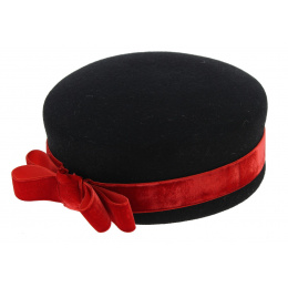 Carla Bruni Wool Felt Hat Black & Red - Traclet