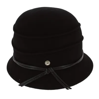 Diamante Cloche Hat Black Wool Felt - Traclet Reference: 2356 | Traclet Millinery