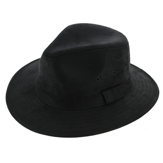 Black Leather Style Creek Traveller Hat - Aussie Apparel