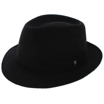 Chapeau Fédora Classico Feutre Laine Noir - Panizza Reference : 7695 | Chapellerie Traclet