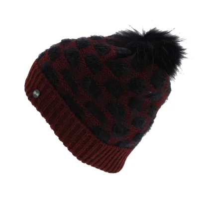 Bonnet Ampezzo Revers & Pompon Laine Bordeaux - Traclet Reference : 4183 | Chapellerie Traclet