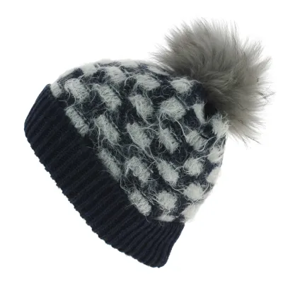 Bonnet Ampezzo Revers & Pompon Laine Bleu - Traclet Reference : 4920 | Chapellerie Traclet