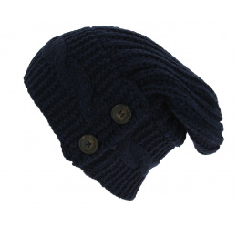 Thorens Oversized Wool & Acrylic Blue Beanie - Traclet