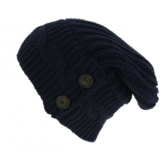 Thorens Oversized Wool & Acrylic Blue Beanie - Traclet