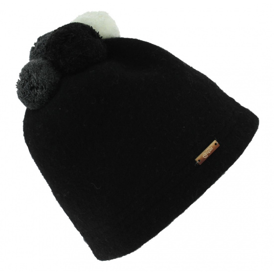 Ladybird Black Wool Pom-Pom Beanie - Traclet
